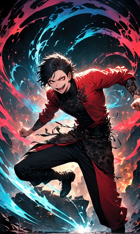1 male,Jinmu,Tokyo Ghoul,,Ishida Sui's style,Intricate details,Use black and white as the main colors,decadent,artwork,Rendering,Dynamic poses,(masterpiece:1.3),(best quality:1.4),(Extremely detailed:1.5),high resolution,Extremely detailed,Unity 8K wal...
