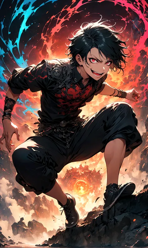 1 male,Jinmu,Tokyo Ghoul,,Ishida Sui's style,Intricate details,Use black and white as the main colors,decadent,artwork,Rendering,Dynamic poses,(masterpiece:1.3),(best quality:1.4),(Extremely detailed:1.5),high resolution,Extremely detailed,Unity 8K wal...