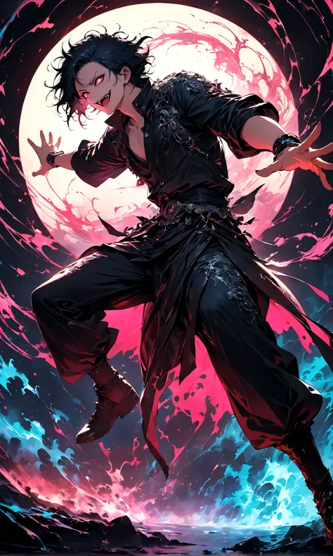 1 male,Jinmu,Tokyo Ghoul,,Ishida Sui's style,Intricate details,Use black and white as the main colors,decadent,artwork,Rendering,Dynamic poses,(masterpiece:1.3),(best quality:1.4),(Extremely detailed:1.5),high resolution,Extremely detailed,Unity 8K wal...
