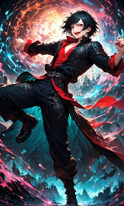1 male,Jinmu,Tokyo Ghoul,,Ishida Sui's style,Intricate details,Use black and white as the main colors,decadent,artwork,Rendering,Dynamic poses,(masterpiece:1.3),(best quality:1.4),(Extremely detailed:1.5),high resolution,Extremely detailed,Unity 8K wal...