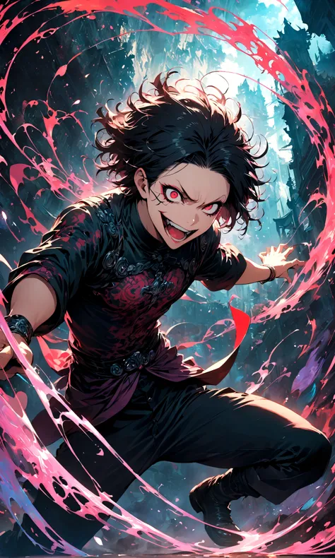 1 male,Jinmu,Tokyo Ghoul,,Ishida Sui's style,Intricate details,Use black and white as the main colors,decadent,artwork,Rendering,Dynamic poses,(masterpiece:1.3),(best quality:1.4),(Extremely detailed:1.5),high resolution,Extremely detailed,Unity 8K wal...