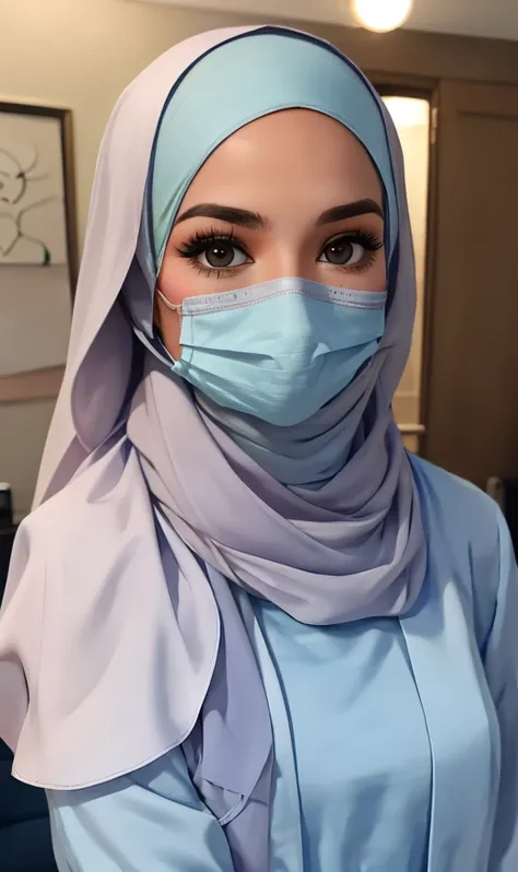 a picture of a girl wearing a light veil covering her face to make videos while she is talking