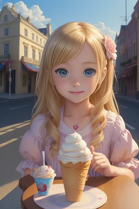 ((masterpiece)), ((Highest quality)), (Super detailed), ((cute)), cute, (Lovely), ((Little)), change, change, Dynamic Angle, city, town, Daytime, a cute girl, One girl, alone, one piece, Beautiful blonde hair, Beautiful iridescent eyes, ((Beautiful Eyes)),...