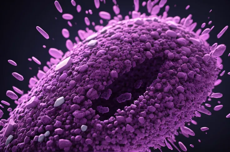 bacteria fragmentation，purple，octane rendering，c4d，hd