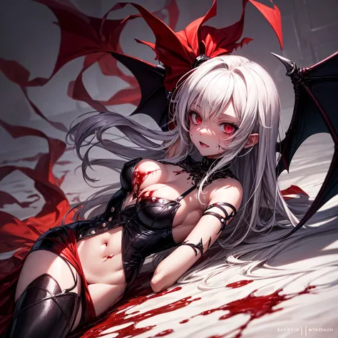 His chest was covered in blood、Anime girl with blood dripping from her chest, Gothic girl anime girl, gapmoe Yandere grimdark, Devil anime girl, Shatia Bradfren, Bad guy anime 8k, Yandere intricate, portrait gapmoe Yandere grimdark, Vampire Girl, bloody + ...