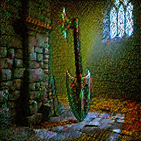 Picture a medieval fantasy axe leaning against a weathered stone wall in the corner of an empty, dimly lit chamber. The axes haft is crafted from ancient oak, its surface adorned with intricate carvings that tell tales of heroic deeds and mythical beasts. ...