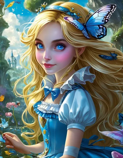 Alice au pays des merveilles, Magical creatures around you, head of&#39;artwork, detailed