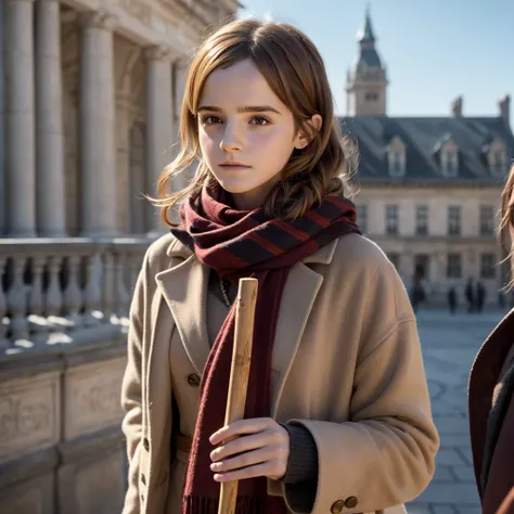 Close-up of a woman holding a walking stick and a scarf, Hermione, Emma Watson as Hermione granger, Hermione granger, Emma Watson as harry potter, movie still of Emma Watson, Emma Watson as driada, Hermione・ハモンドに触発されて, photo of Emma Watson, Emma!! Watson!!...