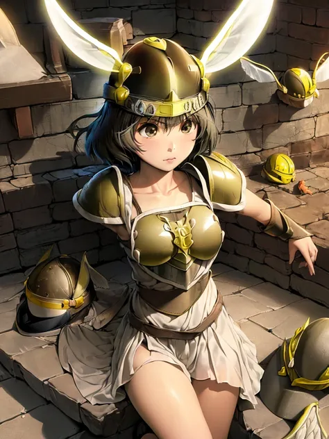 masterpiece, ultra-detailed, best quality,1girl, 18yo, beautiful girl,BREAK,(Armor:1.8),BREAK,(Long Mitsuami:1.8),BREAK,(Helmet with wings:1.8),