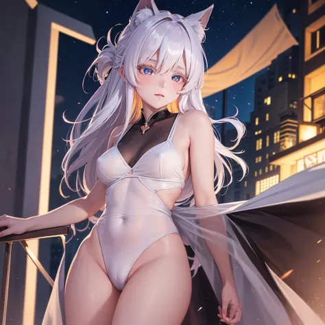 {{masterpiece}}, best quality, extremely detailed CG unity 8k wallpaper, cinematic lighting, lens flare, beautiful detail eyes, black,  side glance,  multicolor short white hair, colorful light, particles, heterochromia, (colorful:1.5), (colorful hair:1.5)...