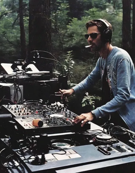 dj playing set in forest