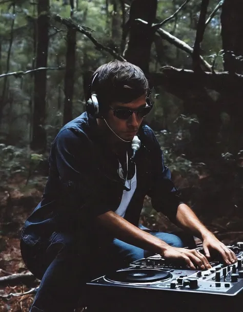 dj playing set in forest