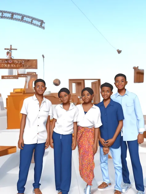 there are four people standing in front of a sign that says the entrance to a church