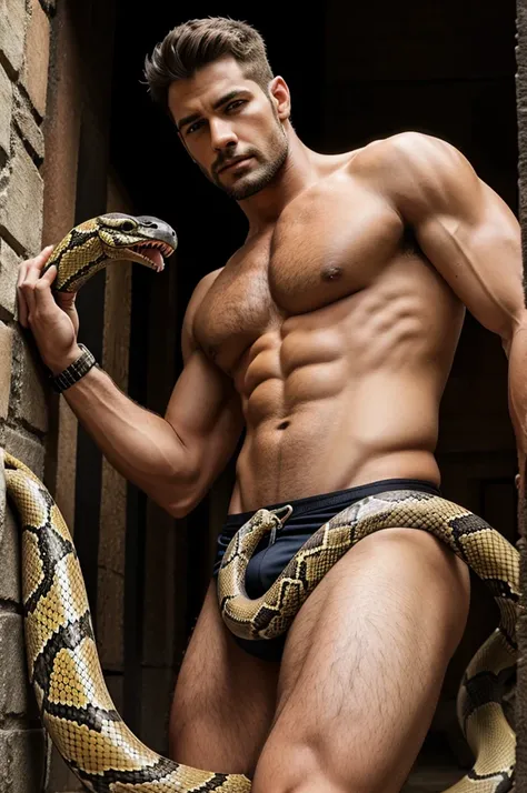 Men with big snake 