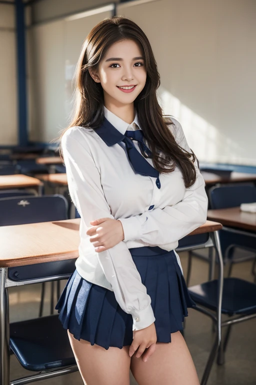 ((beatiful girl:1.3)) ((school uniforms:1.4)) ((panty shot:1.5)) ((high school)),((dark blue skirt:1.3)) ((in the class room:1.3...