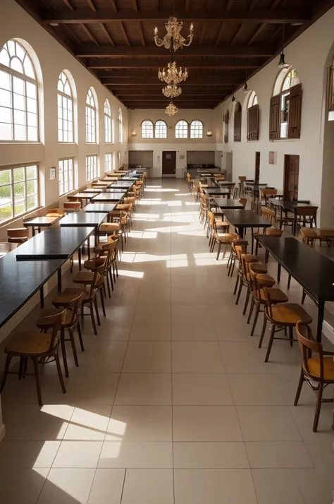 Floor plan of a colonial-style cafeteria
