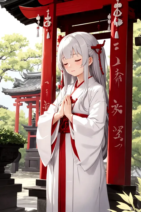 shrine,prayer,close your eyes,Shrine maiden,Praying with hands together,cute,girl