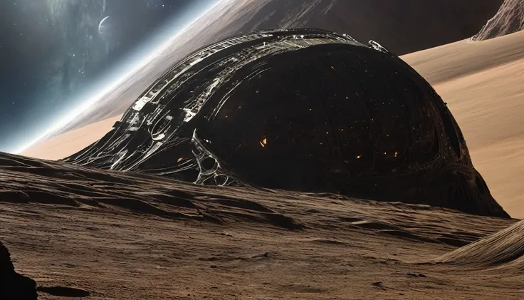 H. R. gieger planet, intricate gieger detail, movie still, nasa footage, planet with gieger detail, ridley scott film, film footage, planet with unusual surface, xenomorph planet