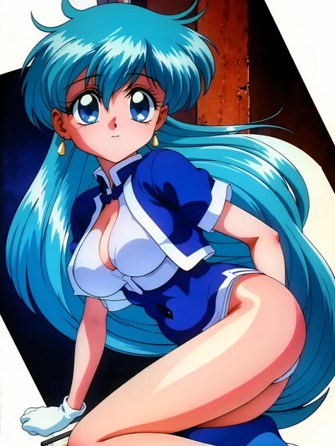 (masterpiece, Highest quality:1.2), Tiangong Gui ，1 girl, Lonely,Subtle blue hair color, White panties, Panty shot