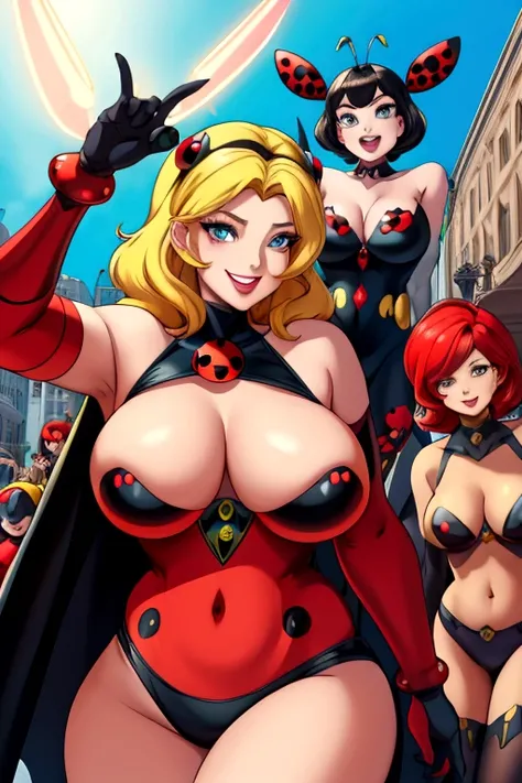 Group of fine cartoon women 8k smile lady bug