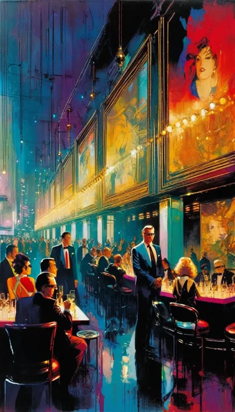 the moden club (art inspired in Bill Sienkiewicz). oil painting)
