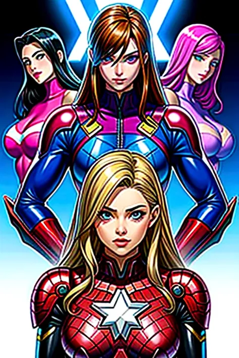  group of  woman suit   marvel  power suit ai