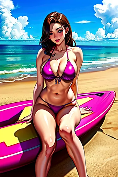 Hugw  girls bikini  cartoon  at beach 