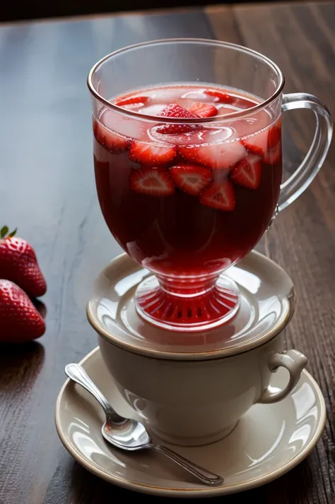 Strawberry tea in a cup , 