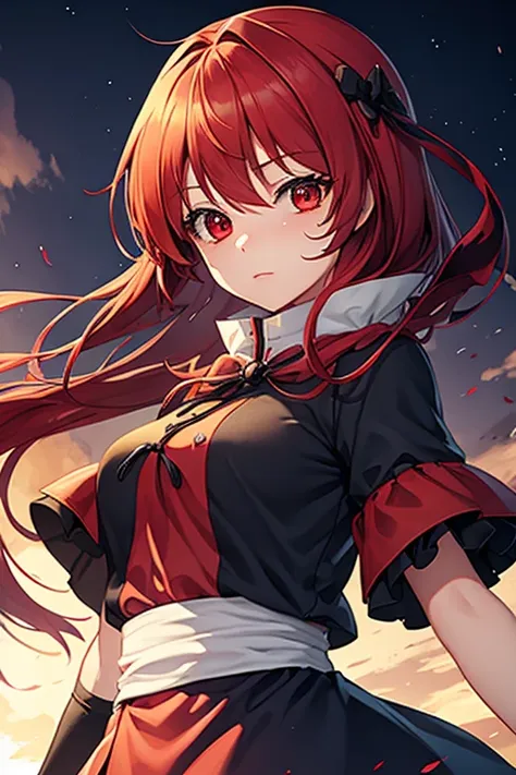 1girl, Touhou, Sekibanki, red hair, red eye color