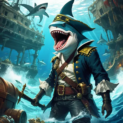 shark headed pirate in ruined kingdom