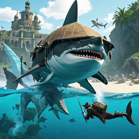 shark headed pirate in ruined kingdom