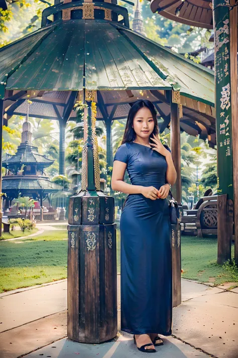 arafed asian woman in a green satin dress standing in front of a crowd, (((full body view:2))), ((pretty lady MoonLay:1.2)), (1 pretty lady MoonLay), ((((pretty lady MoonLays innocent cute face and cute small smile:1.3)))), (random other girls), ((wearing ...