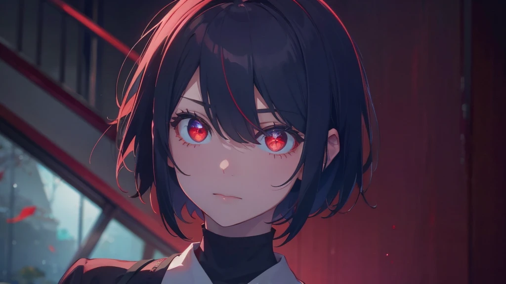 A short bob-haired, red-eyed