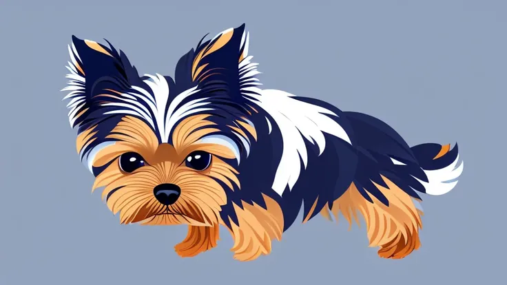 ((Cheems))，Yorkshire Terrier, Yorkie, tongue poking, white background, outlines, sticker, Clean white background, professional vector, High detail