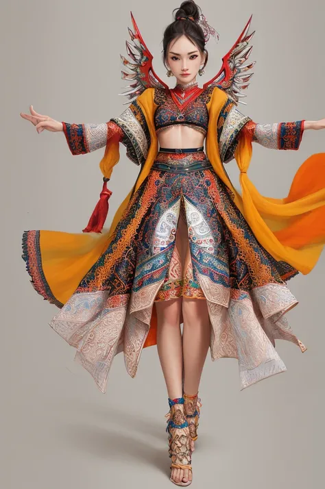 Tujia Pattern, Ethnic Clothing, Highest quality, Ultra HD, Reality, Clothes plan, Detailed pattern, Complex pattern, Vibrant colors, Clear details, Symmetrical design, No Characters, Clothes only, No background distractions, Real Texture, Realistic materia...