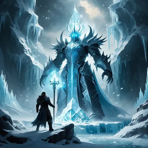 "High in the frozen peaks, amidst a temple encased in ice and shrouded in ancient magic, the Ice King awakens from centuries of slumber. As the eternal winter spreads from his domain, chilling the hearts of mortals and freezing the land in its grasp, whisp...