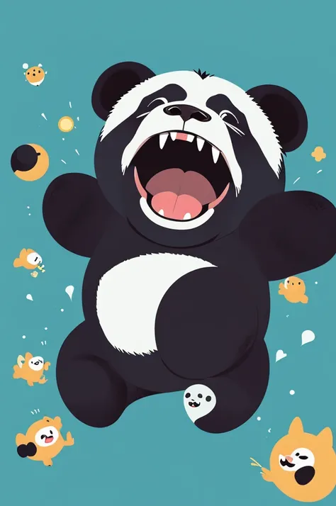 Illustration of a ferocious panda with its mouth open