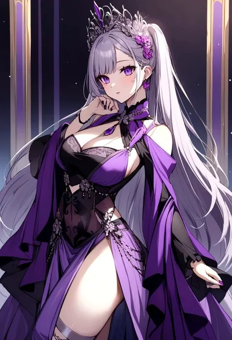 A sexy girl with dashing beauty and graceful with shade of purple