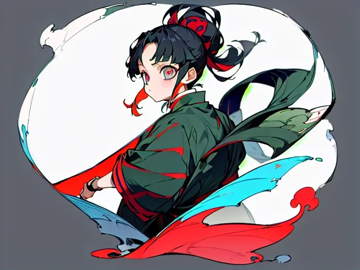 ((masterpiece)),(((best quality))),(character design sheet, same character, front, side, back, Demon Slayer: KIMETSU NO YAIBA slyle), illustration, 1 girl, hair color, bangs, hairstyle fax, eyes, environment change scene, Hairstyle Fax, Pose Zitai, Female,...