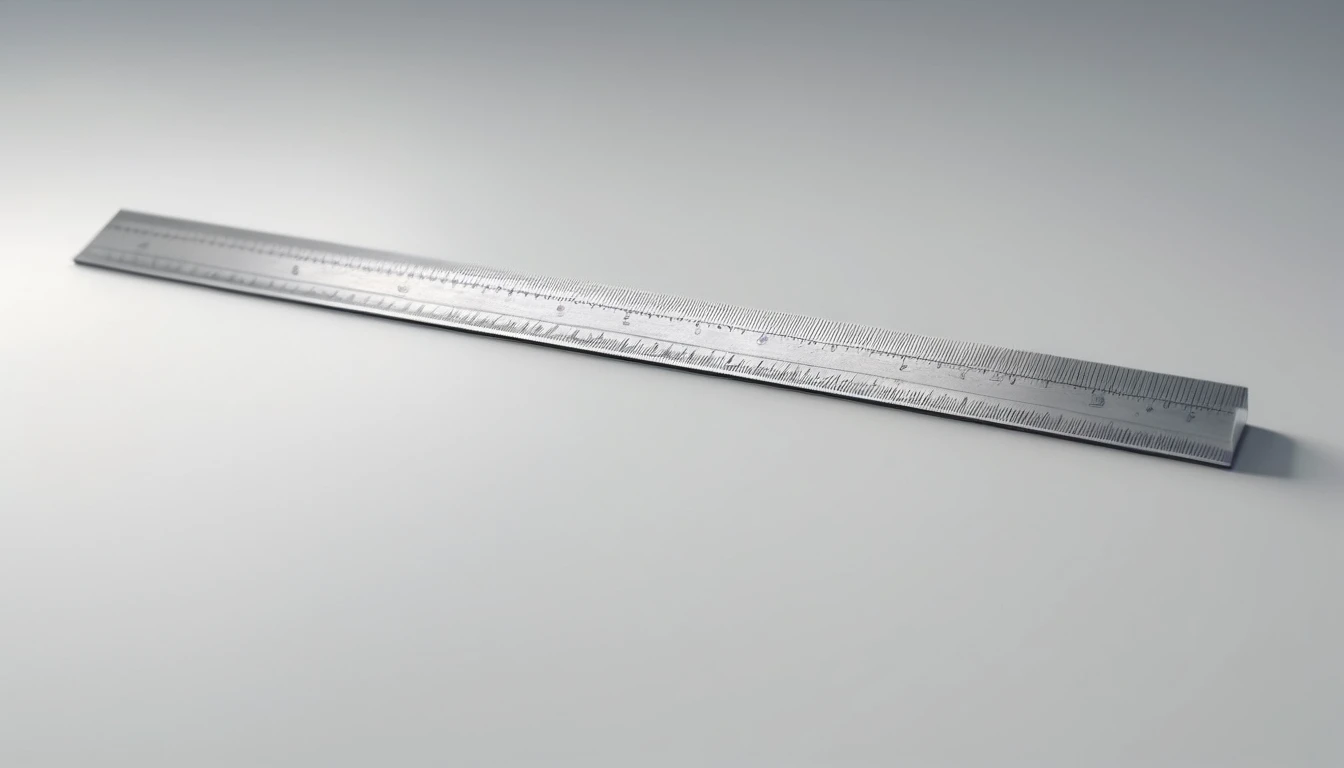 realistic high detailed photo of a ruler, geometry tool, isolated on white background, ultra-detailed, cinematic lighting, 8k, photorealistic, intricate details, studio lighting, clean minimalist design, sharp focus, physically-based rendering