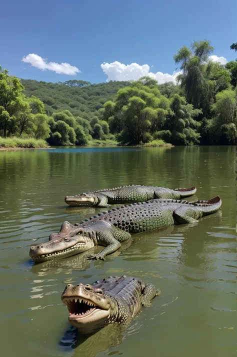 Crocodiles in lake