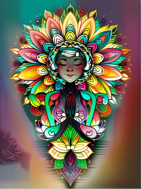 vibrant color art for coloring book of complex and beautiful mandala characters