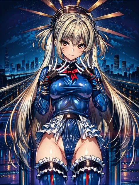 best masterpiece, ultra detailed, best quality, sharp focus, 12K, super high resolution picture, big tits,4K,Perfect Anatomy, highest quality, Marie Rose,Wicked Smile,Provocative attitude
,,Wicked Smile,Anime Style,(Ruffled swimsuit, Knee socks, Removed sl...