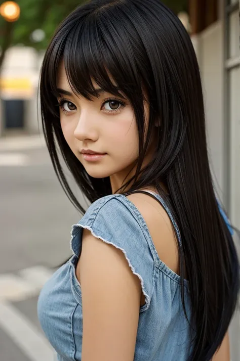 Anime girl with black hair brown eyes