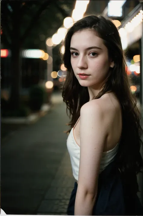 polaroid photo, night photo, photo of 24 y.o beautiful woman, pale skin, bokeh, motion blur