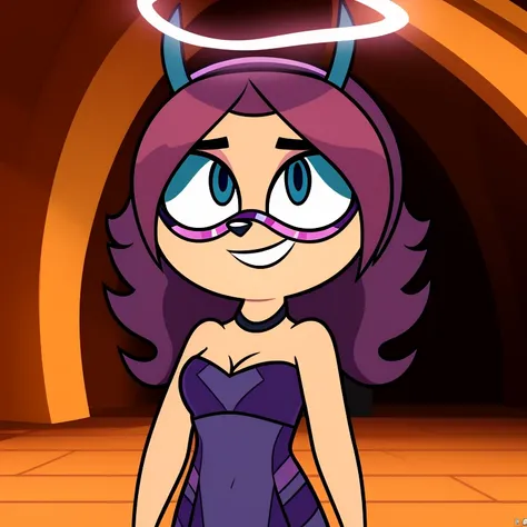 gwen, total dramarama, strapless tight dress, cleavage, curly hair, halo, sunglasses, jewelry, aqua eyes, longeyelashes, aqua ey...