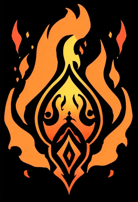 Design the logo that represents the fire element, and represents will, simple logo, highlighted in orange 