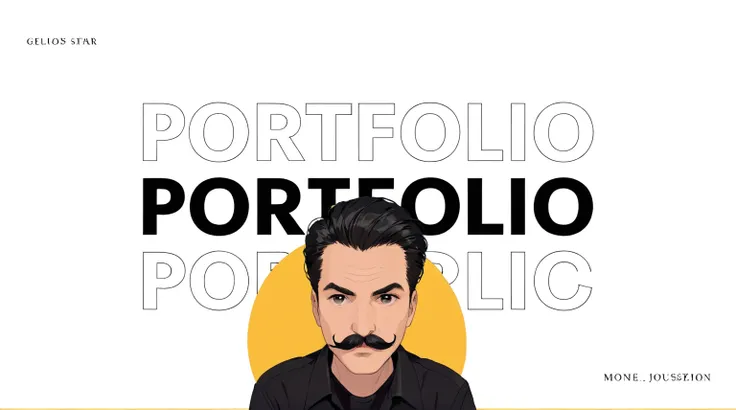 a close up of a man with a mustache and a black shirt, # myportfolio, portfolio illustration, proffesional illustration, professional portfolio, high quality portrait, portfolio, epic portrait illustration, professional illustration, portait photo profile ...