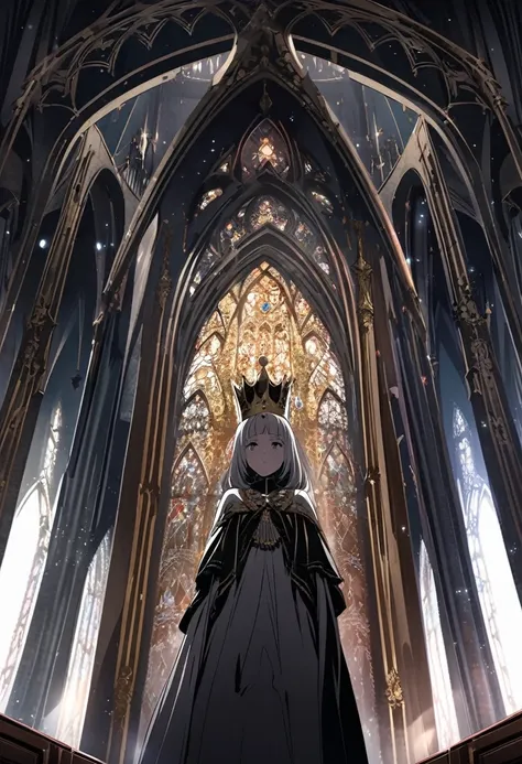 Divine, Low Angle Shot, Film, Crown, Chapel, Queen Coronation, CG Illustration, Dark Background Tone