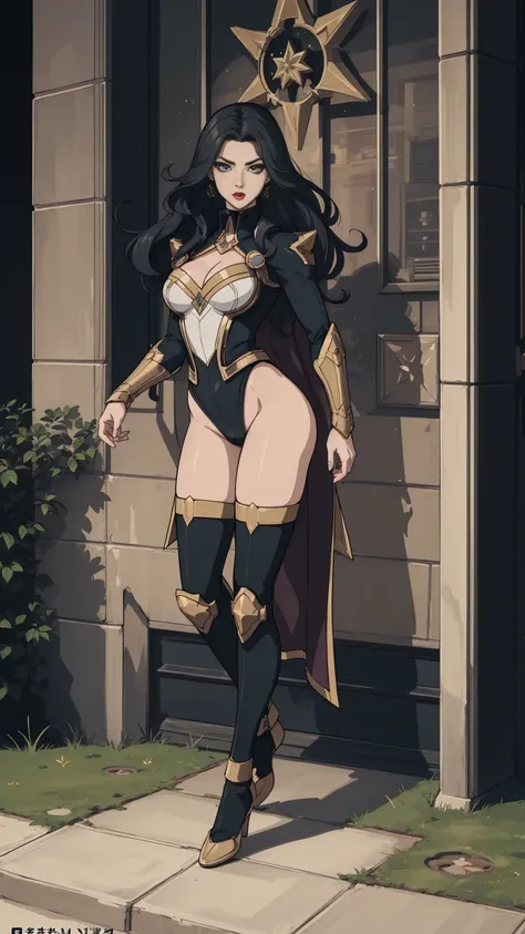 ((full body photo, standing, on the ground)) (Adriana Lima :1.1) Red lips, green eyes, ((full body photo, standing, feet on the ground)) Wonder Woman stands imposingly in a city from Themyscira. The scenery is lush. The camera details everything, a warrior...